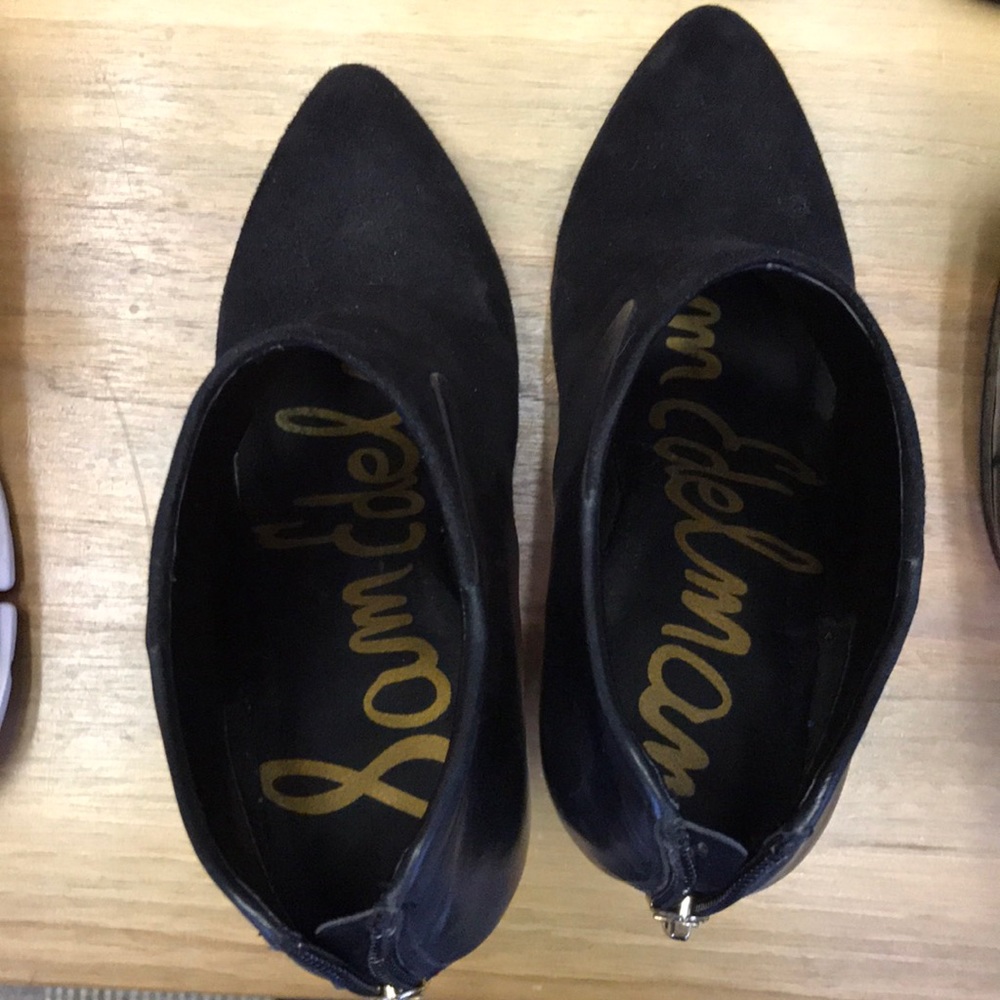 Sam Edelman Stiletto Gold Zip Suede Bootie